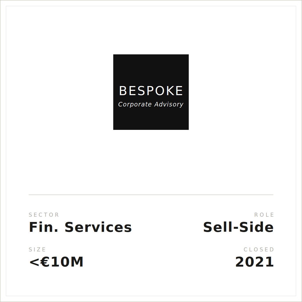 Financial Services — Sell-side — <€10M — 2021
