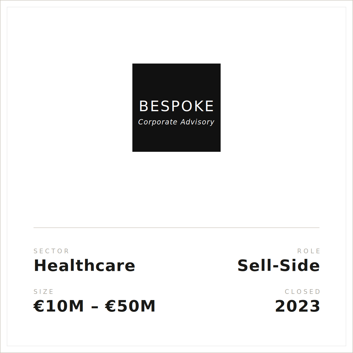 Healthcare — Sell-side — €10M-€50M — 2023